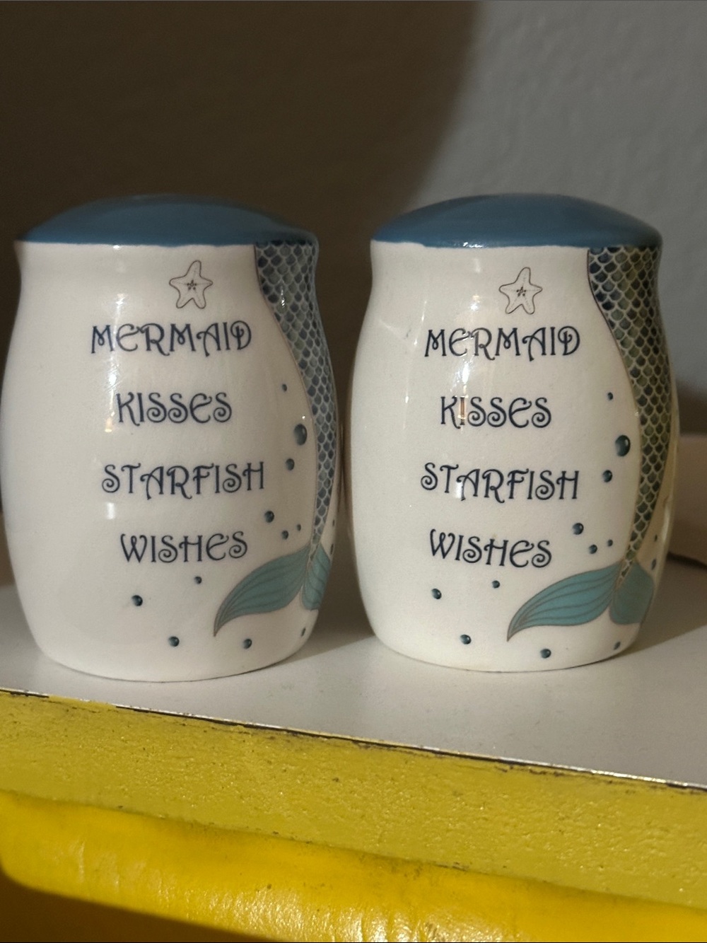 Mermaid Kisses Starfish Wishes Salt & Pepper Shakers - White and Teal